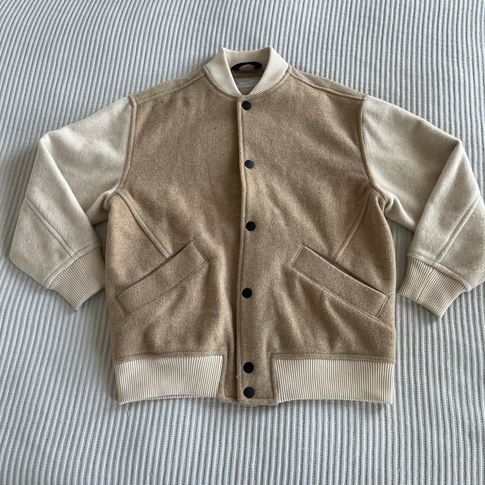 Everlane Cashmere Varsity Jacket Large Oatmeal Gem